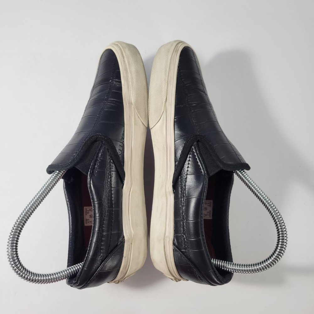 Vans Black Croc Embossed Leather Slip Ons Unisex Women's Size 6, Men's Size 4.5 - Picture 6 of 11